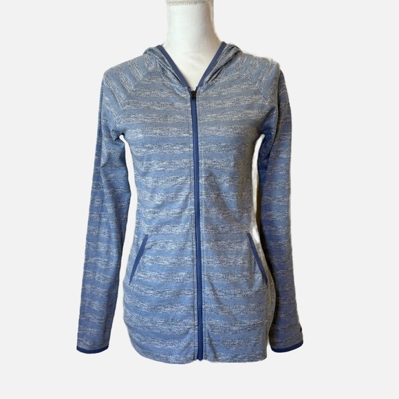 Columbia Women’s Wannacut Ridge Hoodie Light Blue Striped Jacket Size Small - Picture 9 of 9
